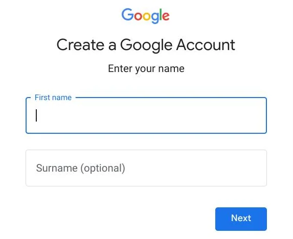 مرحله ایجاد حساب گوگل و وارد کردن اطلاعات برای ساخت Gmail